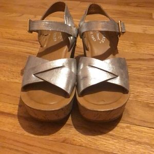 KORK-EASE metallic silver heels